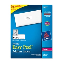 AVERY Laser Labels, Mailing, 1"x2-5/8", White (3000 Per Pack)