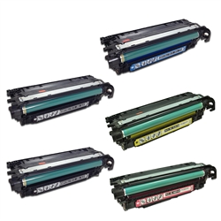 Remanufactured HP Color LaserJet CM3530, CP3525 5-Pack Laser Toner Set