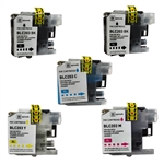 Compatible Brother LC203 Set of 5 Ink Cartridge Includes: 2 LC203BK, 1 LC203C, 1 LC203M, 1 LC203Y- Replacement Ink Catridge for MFC-J4320DW, MFC-J4420DW, MFC-J4620DW, MFC-J5520DW, MFC-J5620DW, MFC-J5720DW