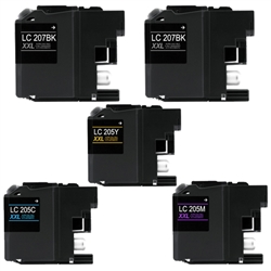 Compatible Brother Set of 4 Extra High Yield (LC207BK, LC205C, LC205M, LC205Y)