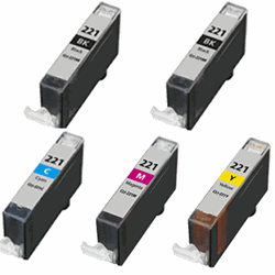 Compatible Canon CLI-221 5-Pack Ink Cartridge Set