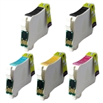 Compatible Epson T126  T126120, T126220, T126320, T126420 High Capacity Ink Cartridge Set of 5 for Compatible Epson WorkForce 60