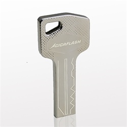 8GB GigaFlash Key-Shaped Metal USB Flash Drive - Silver