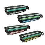 Remanufactured HP Color LaserJet CM3530, CP3525 4-Color Toner Set
