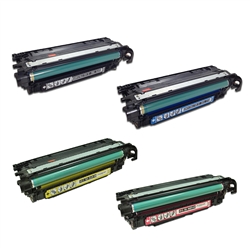 Compatible HP 504A  for HP CE250X, CE251A, CE252A, CE253A Laser Toner Cartridge Set of 4 for LaserJet CP3525, CM3530 Printer Series