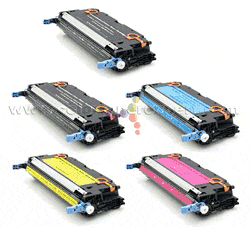 Remanufactured HP Color LaserJet 3800 5-Pack Toner Cartridge Set
