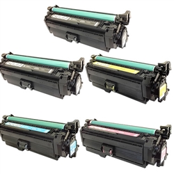 Remanufactured HP 652A, 654A 5-Color Laser Toner Cartridge Set