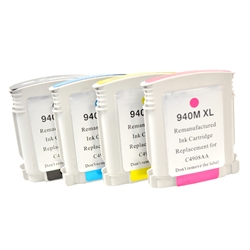 Remanufactured HP 940XL 4-Color Ink Cartridge Set