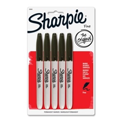 Sanford Brands Sharpie Black Permanent Marker, Fine Point (5 Per Pack)