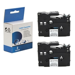 Brother TZ-121/TZE-121 P-touch Black on Clear 9mm 3/8" Label Tape