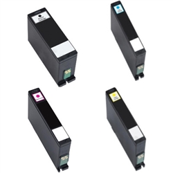 Compatible Dell 331-7417, 331-7378, 331-7379, 331-7380  Extra-High Yield Ink Cartridge Set of 4 for Compatible Dell All-in-One V525w, V725w
